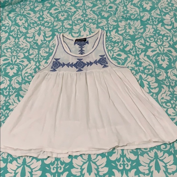 Volcom blue & white razor back tank - Picture 1 of 2